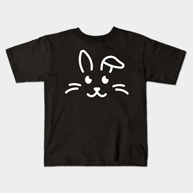 Eep! - Cute Bunny Face Line Art - White Kids T-Shirt by DaTacoX